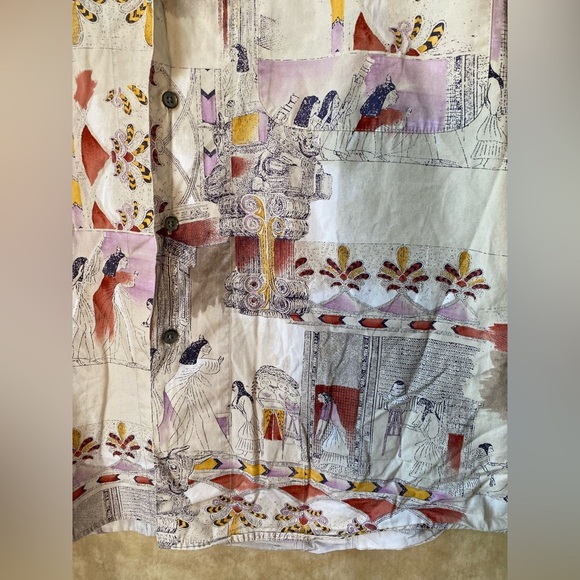 Dockers Vintage Printed Cotton Egyptian Style Button Front Short Sleeve 90s/Y2K - Picture 3 of 6